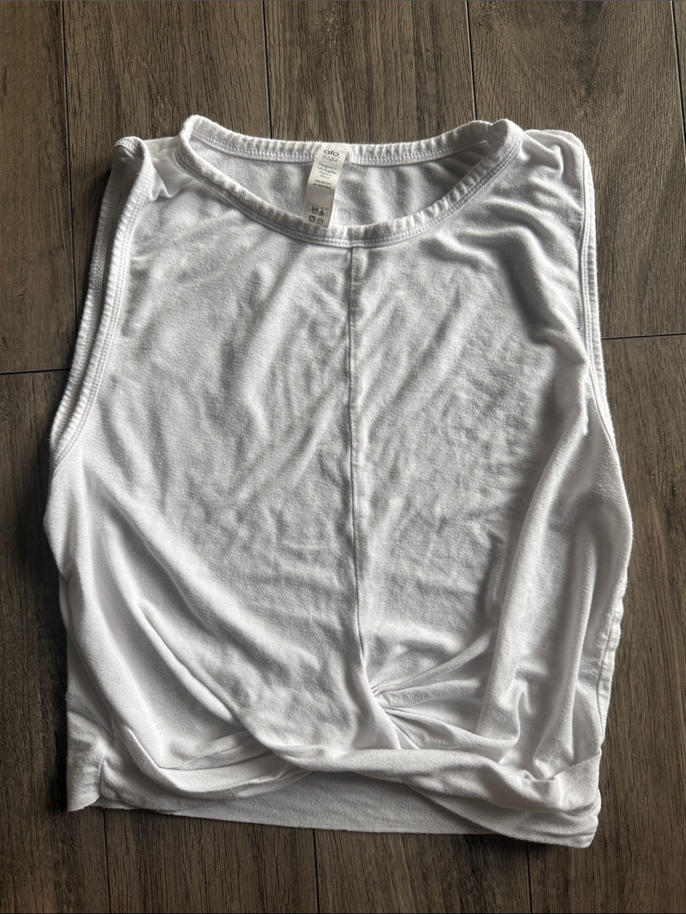 ALO Yoga White Front Twist Tank